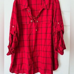 Red and black stripes Calvin Klein top!